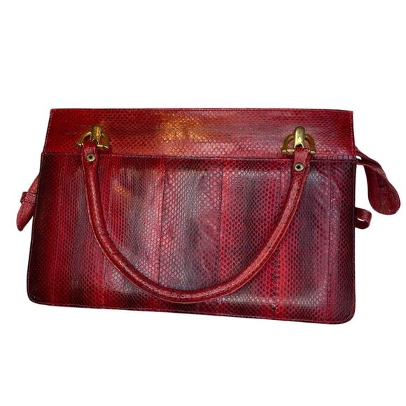 Red and‎ Black Snake Print Handbag with Inside Zip Pockets – Bold & Functional - Picture 1 of 8